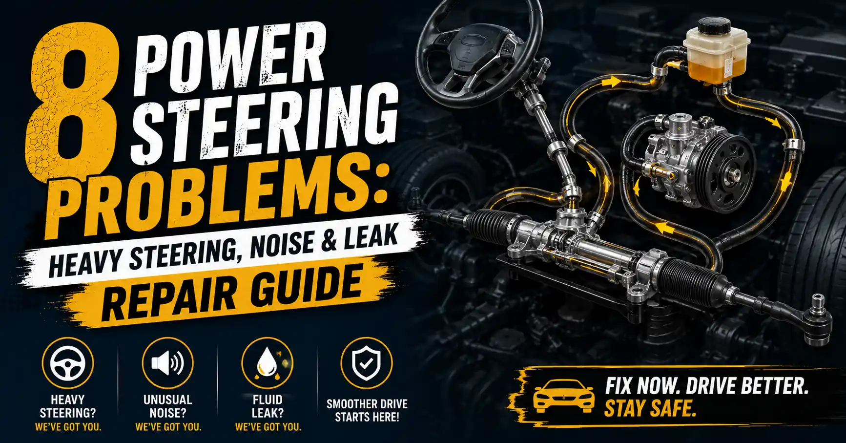 8 Power Steering Problems: Heavy Steering, Noise & Leak Repair Guide